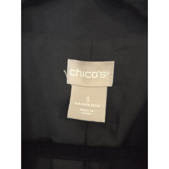 CHICO’S Black Floral Embroidered Ponte Long Jacket Coat Top Size 3 US 16/18 - Picture 3 of 7